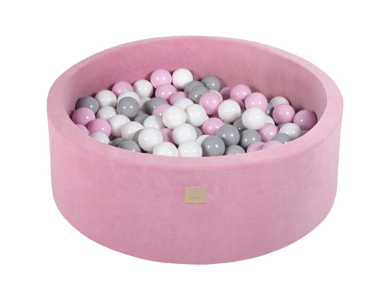 Luxus Rundes Bällebad Set mit 250 Bällen in dunkel rosa Velvet