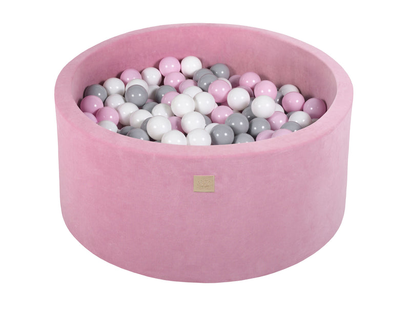 Luxus Rundes Bällebad Set mit 250 Bällen in dunkel rosa Velvet