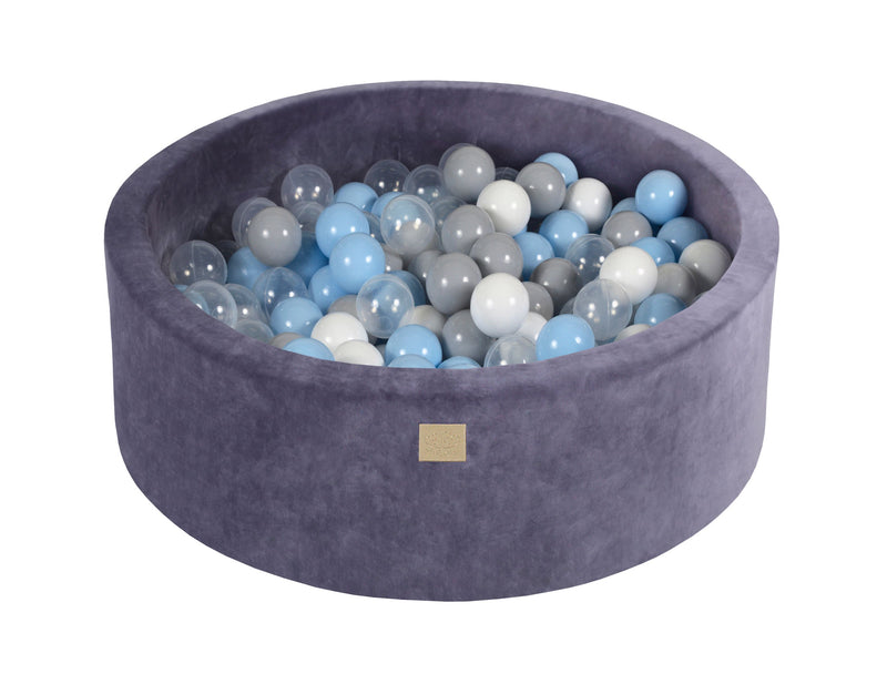 Luxus Rundes Bällebad Set mit 250 Bällen in dunkelblau Velvet