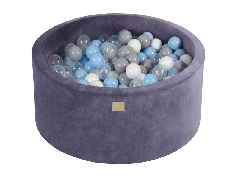 Luxus Rundes Bällebad Set mit 250 Bällen in dunkelblau Velvet