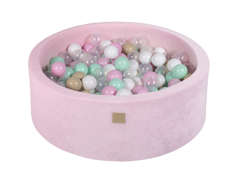 Luxus Rundes Bällebad Set mit 250 Bällen in hell rosa Velvet