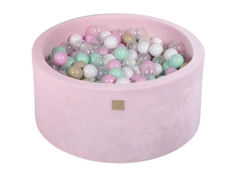 Luxus Rundes Bällebad Set mit 250 Bällen in hell rosa Velvet