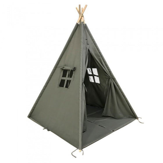 Alba Tipi-Zelt für Kinder Spielzelt mit Spielmatte grau 159 cm | Myxami